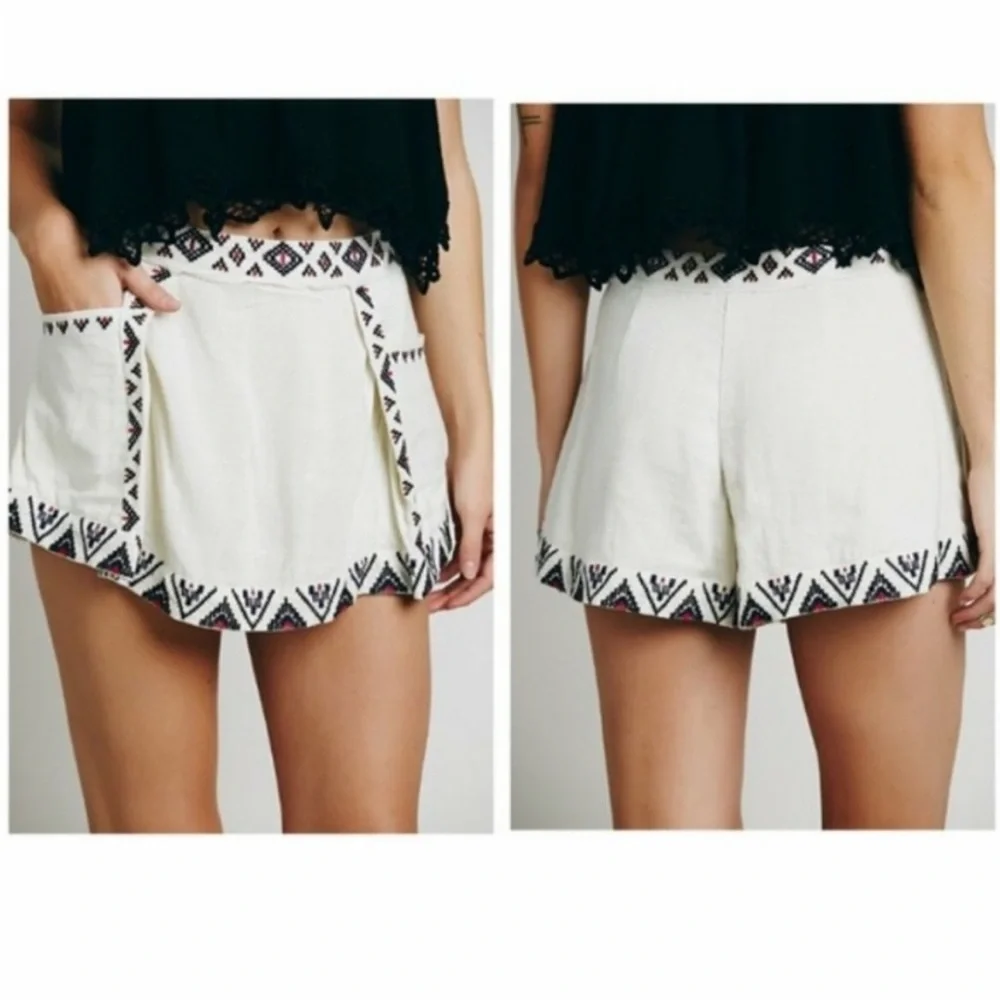 FREE PEOPLE Arrow Run Cream Embroidered Skort NWT sz 6